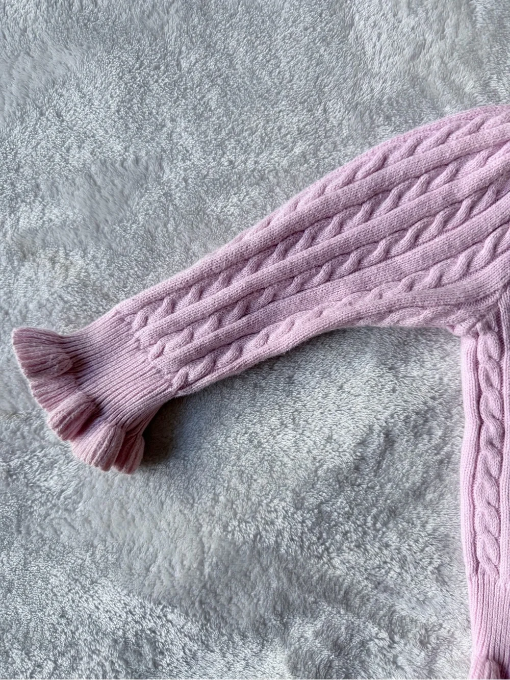 Ralph Lauren Pink Cable-Knit Baby Cardigan with Pony